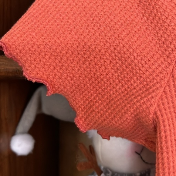 WILD FABLE Pale Terra Cotta Color Waffle Knit Cropped Tee, Size Medium, GUC. - Picture 4 of 6